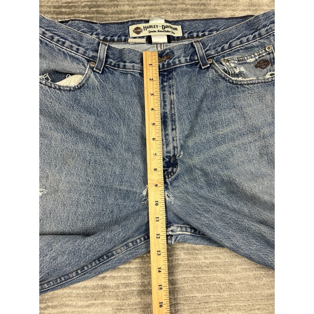 Harley‎ Davidson Jeans Mens 36x32 Blue Denim Destroyed Distressed - Picture 11 of 16